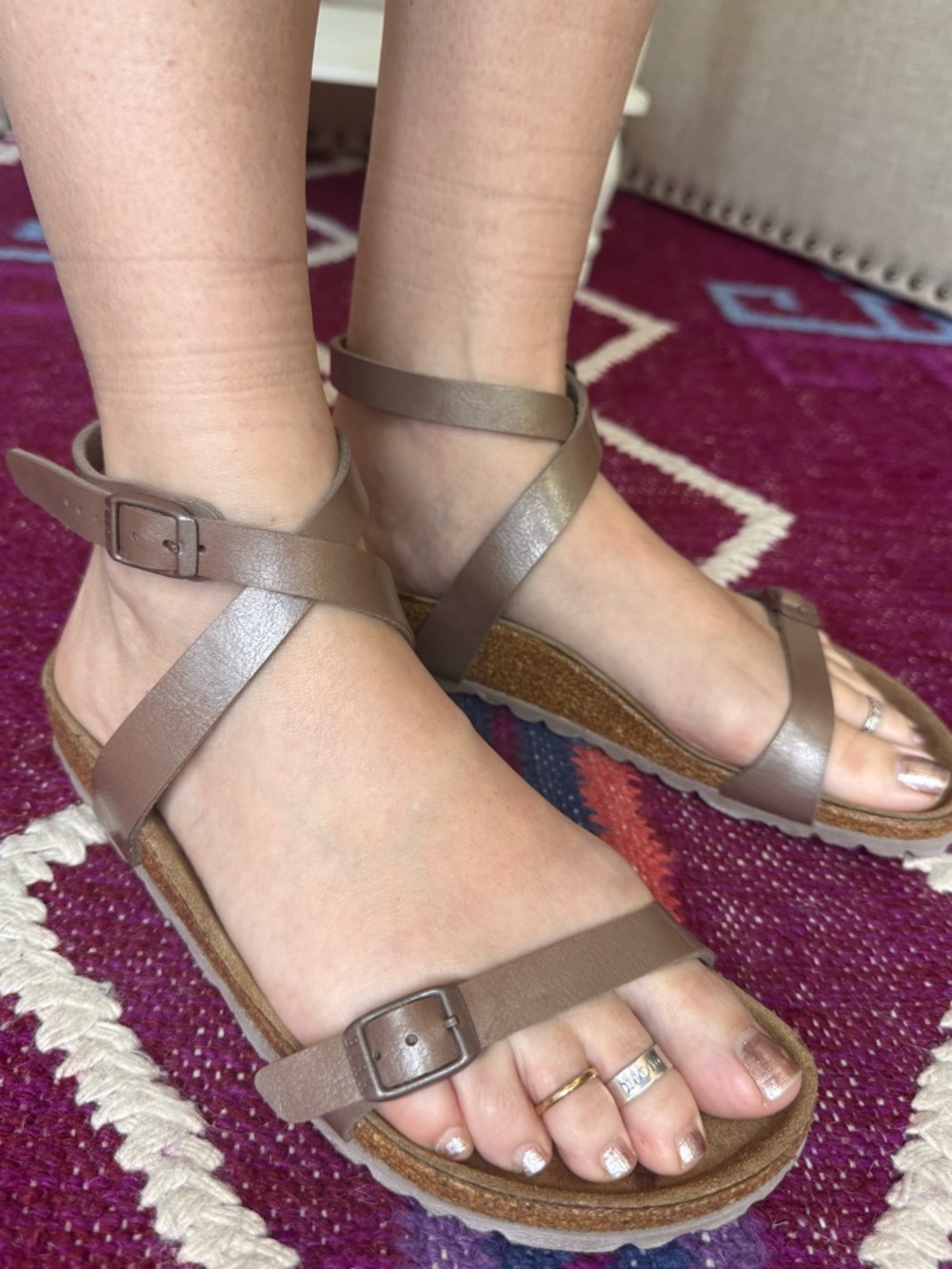 🆕 Birkenstock Daloa Ankle Strap Sandals in Graceful Hazel Brown Leather, 37N